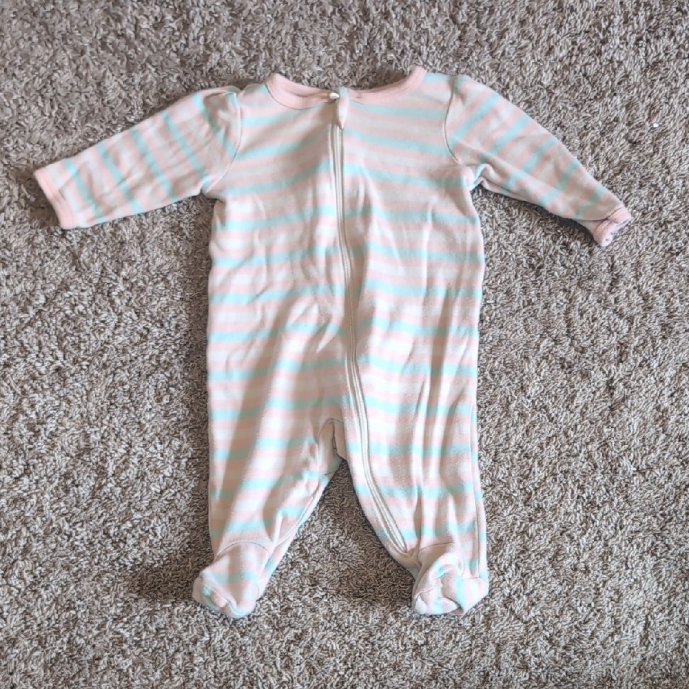 Pink and White Striped Footie One Piece